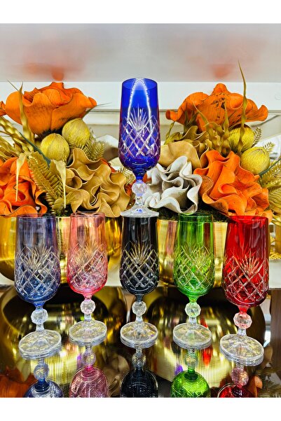 EVRA Bohemia Kristal Renkli El işi Ayaklı Ananas Model Kahve YanınSu Bardağı ...