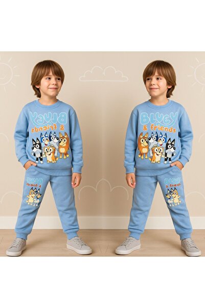 KOKOŞ BEBEK Children's Bluey Friends Combination |   3-Piece Cotton Set |   3/10 Years Old