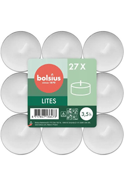 Bolsius Set of 27 BISPOL pill candles, White