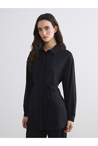 LC Waikiki Black Textured Oversize Women's Shirt Tunic