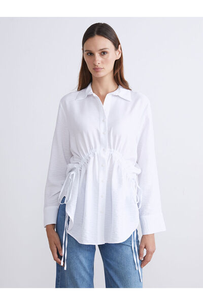 LC Waikiki Ecru Tie Detail Women's Shirt Tunic