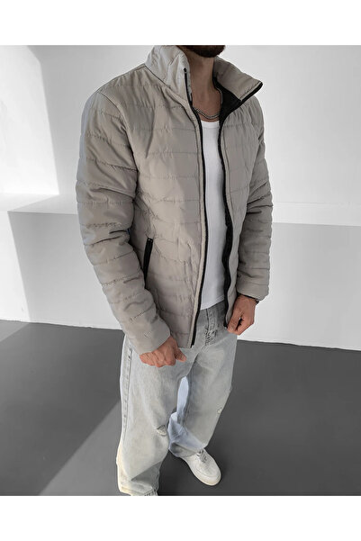 Miss Lida Καπιτονέ παλτό υψηλής ποιότητας σε γκρι χρώμα Meyasu