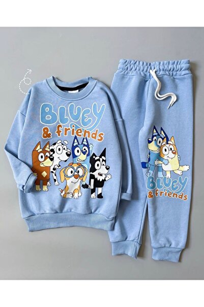 KOKOŞ BEBEK Children's Bluey Friends Combination |   3-Piece Cotton Set |   3/10 Years Old