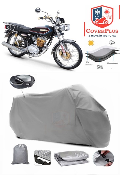 CoverPlus Kuba CG 100/KM125-6 Branda Arka Çanta Uyumlu Motor Brandası Motosik...