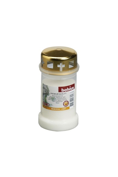 Bolsius Candela din plastic cu capac metalic BO Nr. 3 CAP Alb
