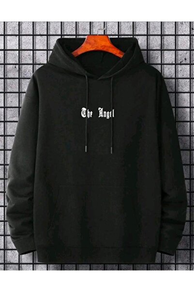 Elvino Street Wear Style Black Angels Printed Women'S/Men's Unisex Oversize Hooded 3-Thread Sweatshirt