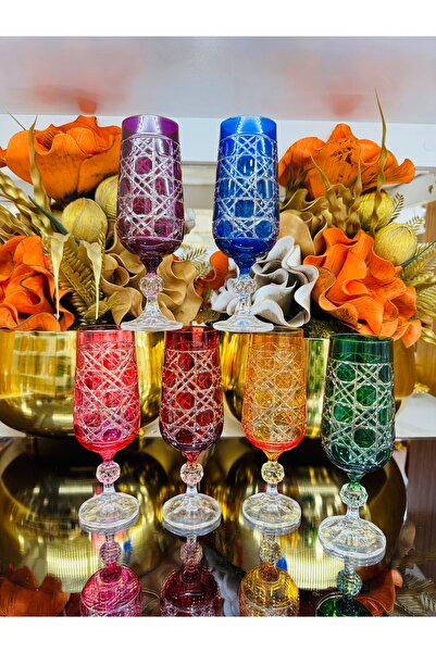 LOKMAN ZÜCCACİYE Bohemia crystal colorful handcrafted footed honeycomb model coffee side water glass 180cc