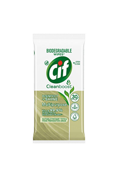 Cif Multi-Surface Wipes 30 pcs – Disinfect & Shine, Biodegradable