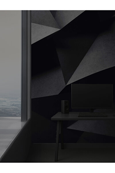 Tasarım Siyah Geometrik Gaming Dekor 3D Panel Desenli Duvar Kağıdı Poster