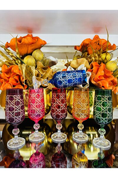 LOKMAN ZÜCCACİYE Bohemia crystal colorful handcrafted footed honeycomb model coffee side water glass 180cc