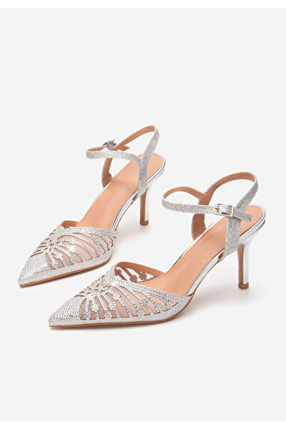 B T Shoes Stribrné lodičky do špičky Suvine