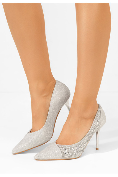 B T Shoes Zenica silver stiletto shoes
