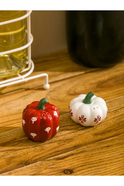 LC Waikiki Lcw Home Ecru Pumpkin Patterned Ceramic Salt and Pepper Shakers