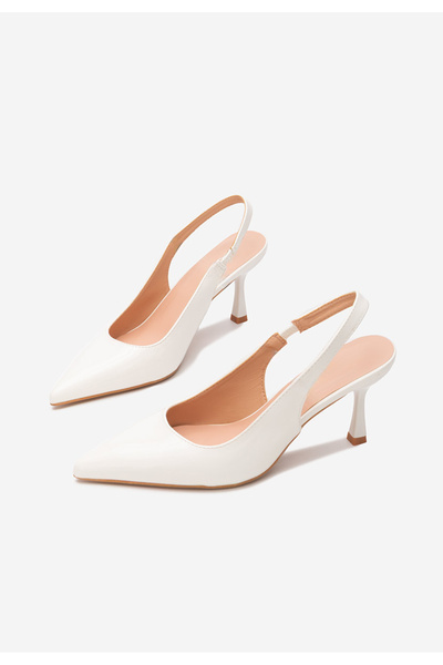 B T Shoes Bílé lodičky s otevřenou pätou Laurina