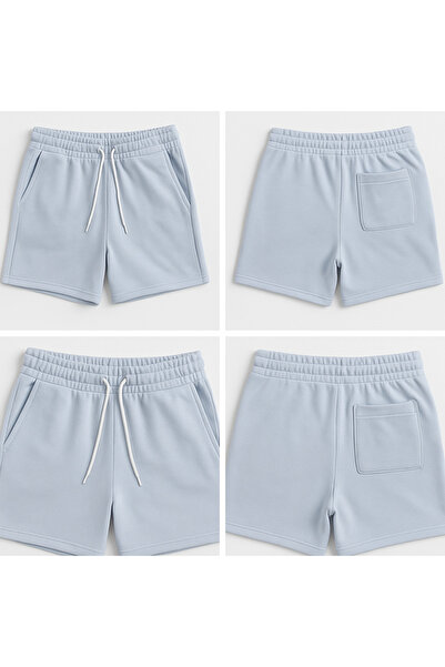 ESFA Navy Blue Casual Shorts with Elastic Waist and Lace