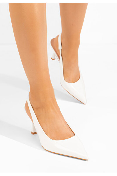 B T Shoes Bílé lodičky s otevřenou pätou Laurina