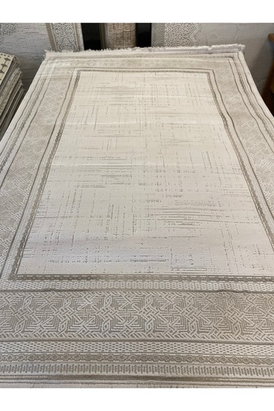 KARAR HALI Çerçeveli kahve krem bej yün kalın salon halısı