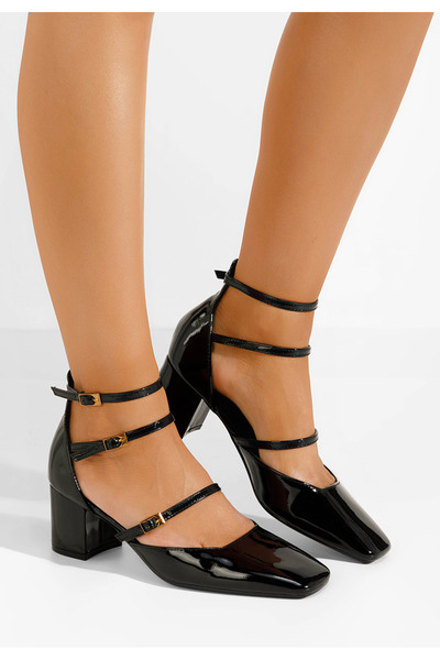 B T Shoes Černé lodičky na hrubém podpatku Demara V3