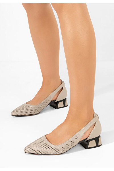 B T Shoes Šedé lodičky na nízkém podpatku Rehise