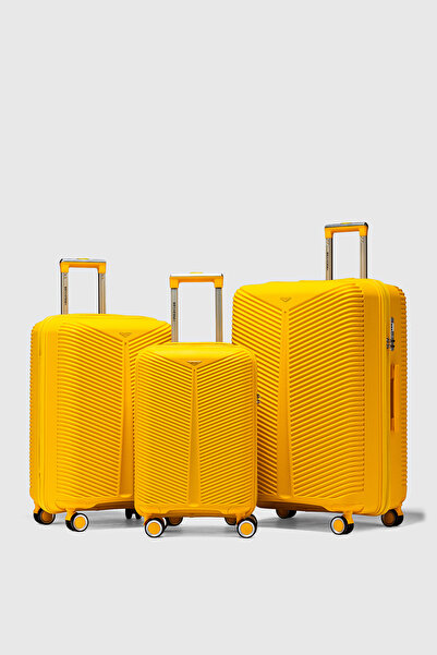 Fiyaka My-pp Bilbao tekerlekli kırılmaz valiz 3'lü set bavul SARI