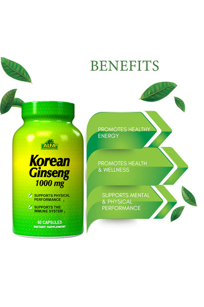 Alfa Vitamins Korean Ginseng 1000 mg - 60 Capsules