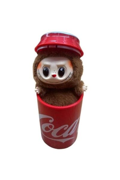 OEM Figurina din plus LaBubu, moale și pufoasă, maro, 25 cm, în cutie CocaCola