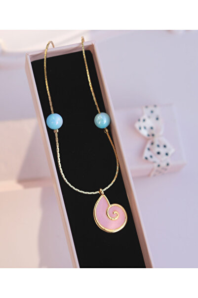 Yenress Collection Pink Seashell Necklace with Mermaid Tale