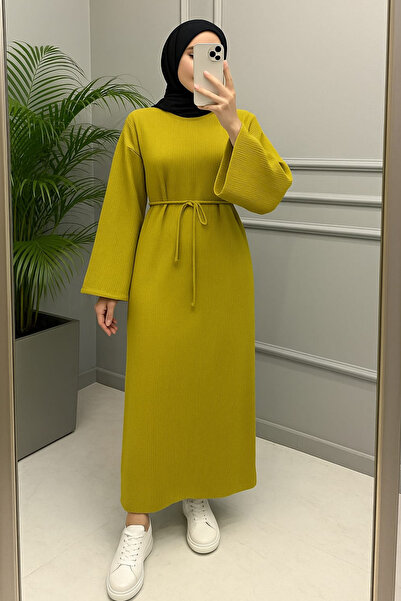 ZEROGAPRİSE Kadın Volanlı Triko Tesettür Elbise