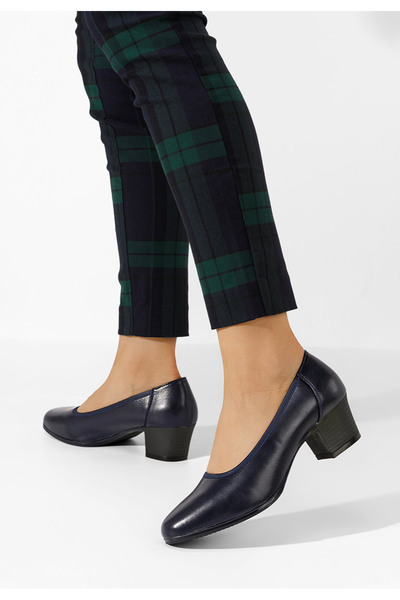 B T Shoes Tmavě modré lodičky na nízkém podpatku Nerita