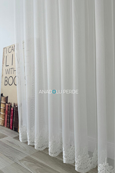 istper Ttm Skirt Patterned Tulle Curtain – Soft Textured, 1/3 Pleated | Transparent |   Elegant Design Suitable for Every Room