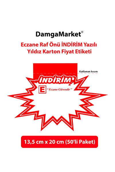DamgaMarket Eczane İNDİRİM Yazılı Yıldız Karton Fiyat Etiketi, Eczane Raf Eti...
