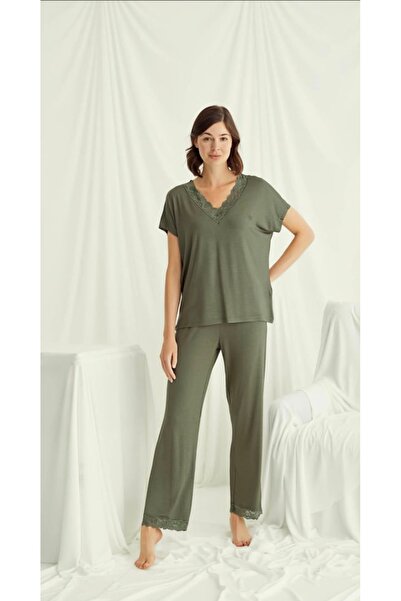 NightLove طقم بيجامة دانتيل بأكمام قصيرة من موناميس 18488