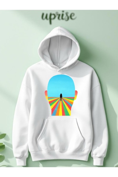 Vordevia Hanorac Design cu imprimeu Cotton 3 Thread O supradimensionat