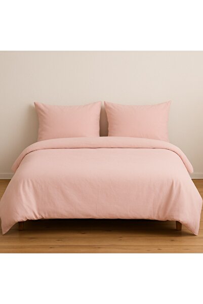 StellaFlavo غطاء لحاف مزدوج بلون واحد + غطائي وسادة