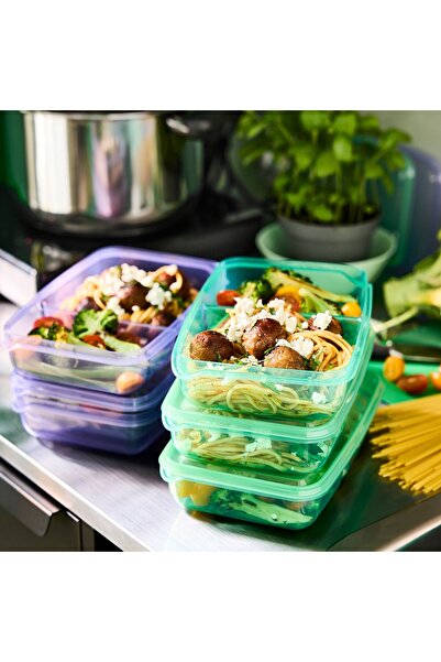 IKEA PRUTA Sandwich container with lid, lilac/green