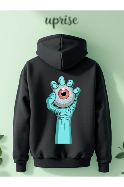 Vordevia Hanorac Neon Eye cu imprimeu Cotton 3 Thread O supradimensionat