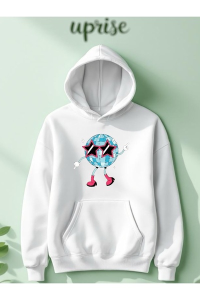 Vordevia Hanorac Disco Ball cu imprimeu Cotton 3 Thread O supradimensionat