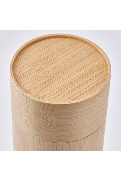 IKEA RÖDMULLE Coffee/tea tin, with spoon bamboo veneer, 22 cm