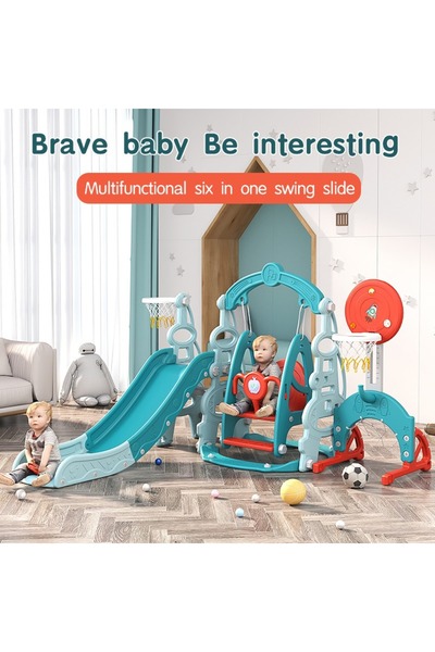 Genel Markalar 6’sı 1 Arada Çok Fonksiyonlu Çocuk Oyun Set Basketbol, Salıncak, Kaydırak, Futbol Kalesi Atış Yeri