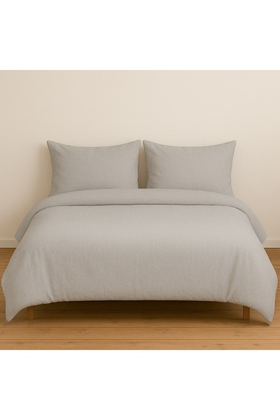 StellaFlavo Husă de pilota dublă de culoare uni gri + 2 fețe de pernă