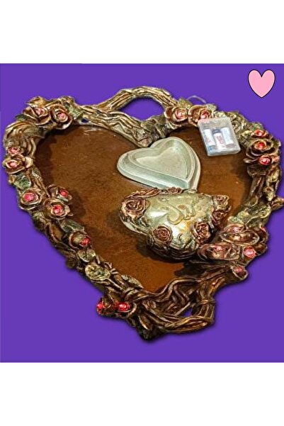 Other صينية مجوهرات قلب ذهبية عتيقة - للملكة والزفاف والافراح باضاءة بطارية نوع AA بمقاس 48×15×59سم