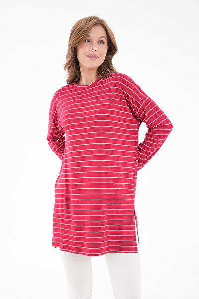 mermaya Τονίκα υψηλής ποιότητας, ριγέ, κόκκινο, χτενισμένο βαμβακερό.