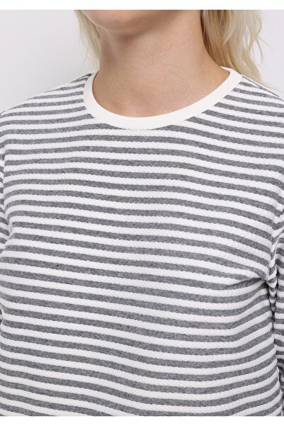 Colin's Γυναικείο μπλουζάκι με στρογγυλή λαιμόκοψη και ριγέ λευκό με ¾ μανίκια