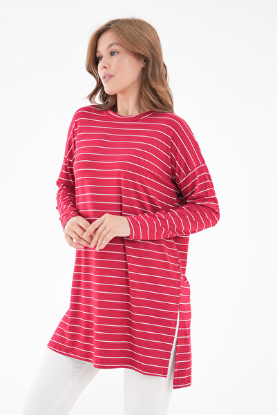 mermaya Τονίκα υψηλής ποιότητας, ριγέ, κόκκινο, χτενισμένο βαμβακερό.