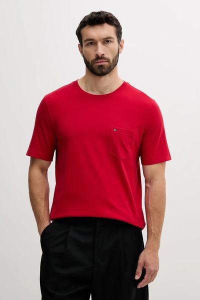 Tommy Hilfiger Plus '.Tommyhilfiger Men's Logo Embroidered T-Shirt with Chest Pocket 100% Cotton