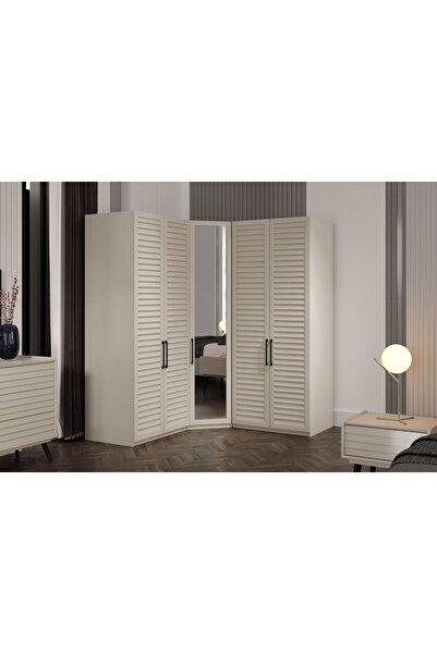 Doressa Rent Beige 5 Kapılı Köşe Gardırop