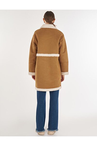 Kayra Torba Cepli Suede Coat Camel