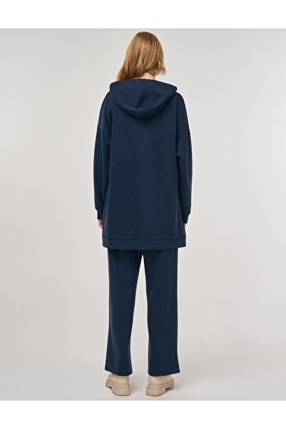 Kayra Hooded Detailed Double Set Navy Blue
