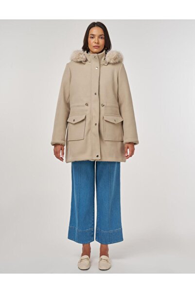 Kayra Double Sided Fur Detailed Coat Light Brown