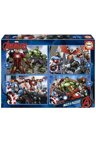 EDUCA Multi 4 Puzzles 50-80-100-150 Avengers